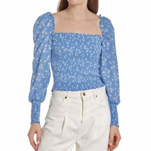 Reformation Blue Floral Blouse